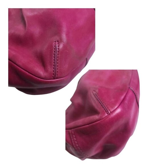 COACH Ergo Pleated Leather Kisslock Satchel hot pink/maroon - Picture 5 of 13